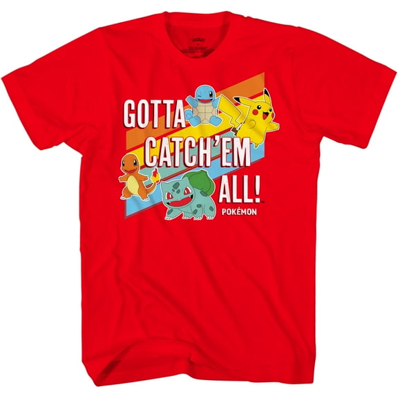 Fandom Republic Gotta Catch Em All Pokemon Classics Youth T-shirt, Red