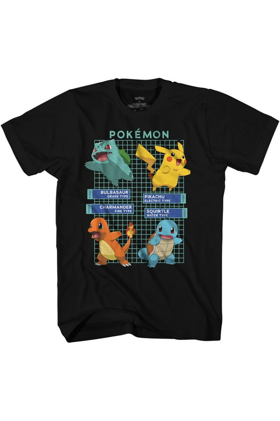 Pokemon Grid Pokedex Kids Black Tshirts, Youth, Unisex Medium