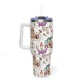 thumbnail image 1 of Fanerys 40oz Tumbler with Handle, Retro Cartoon Character Quencher, Stone Age Travel Mug, Black - Clear lid, 1 of 7
