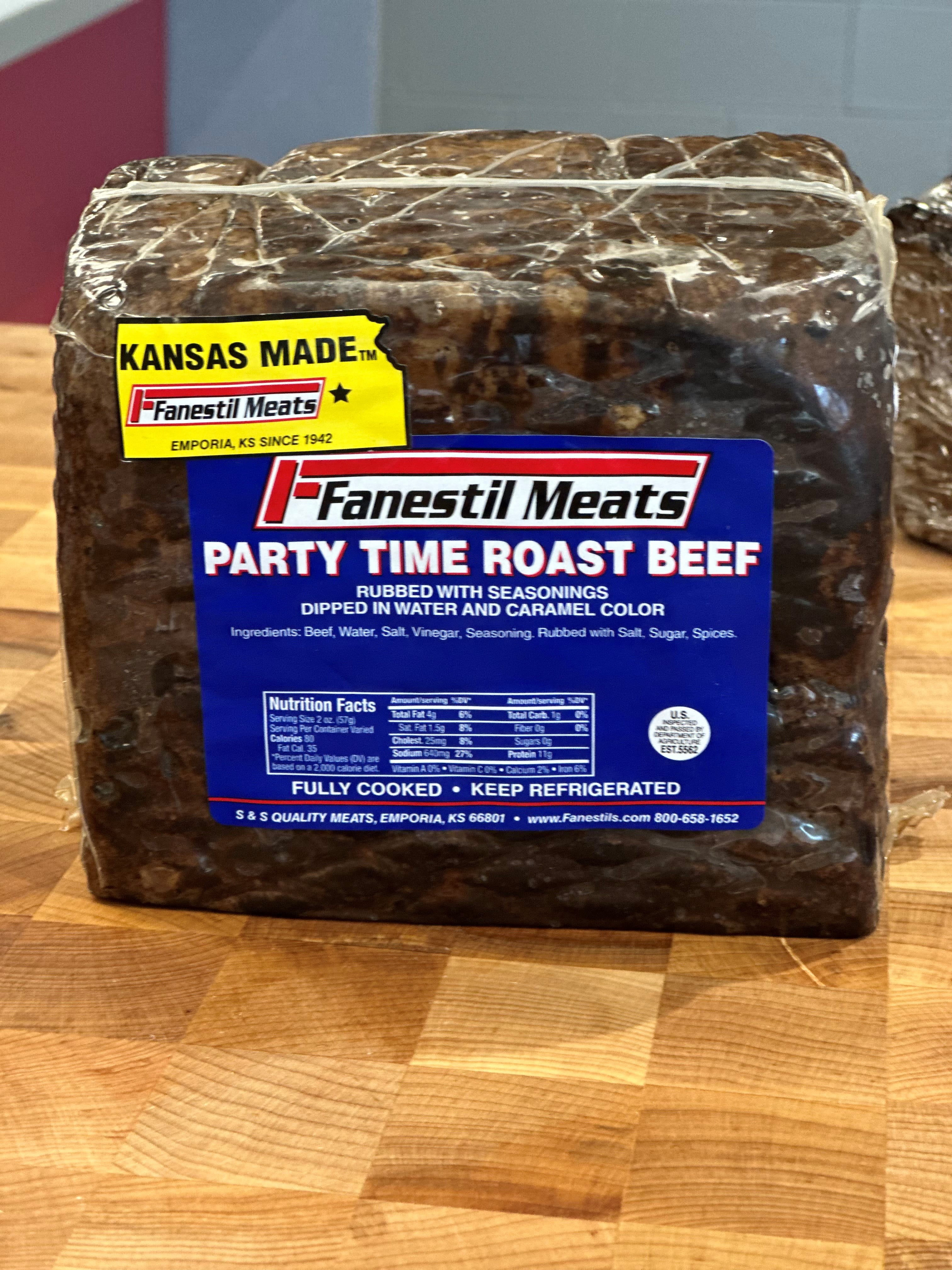 Fanestil Meats Party Time Roast Beef, DeliSliced, Serving Size 2oz