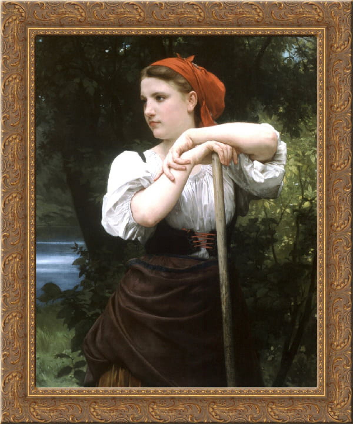 Faneuse 24x20 Gold Ornate Wood Framed Canvas Art by William-Adolphe ...