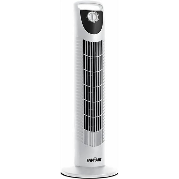 Fanfair 30” Oscillating Tower Fan with 3 Speed Settings and Quiet Operating System, Space Saving and Slim Design, Portable Cooling Fan for Bedroom, Indoor, Office, Studio, Home Use – White Color