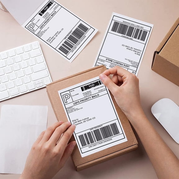 Fanfold 100 x 150cm Direct Thermal Labels, White Perforated Shipping Labels, 500pcs per Stack,Perforated and Strong Adhesive Thermal Printer Label
