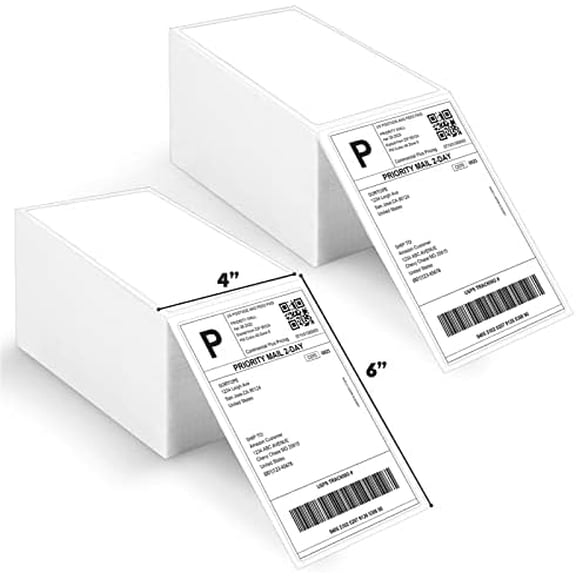 Fanfold 4 x 6 Direct Thermal Labels, Two Stack Total 1000 Lables, Commercial Grade - Premium Adhesive & Perforated, Thermal Labels Compatible with JADENS, iDPRT SP410, POLONO, ASprink