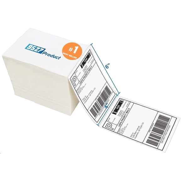 Fanfold 4 x 6 Direct Thermal Labels White Perforated Shipping Labels, 500pcs per Stack,1 Stack