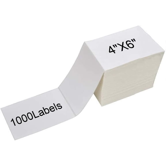 Fanfold 4 x 6 Direct Thermal Shipping Labels with Perforations, 1000 Labels, Permanent Adhesive, White Mailing Labels for thermal printer