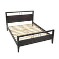 thumbnail image 1 of Fang Modern King Size Bed, Sleigh Headboard, Metal Bars, Espresso Brown, 1 of 5