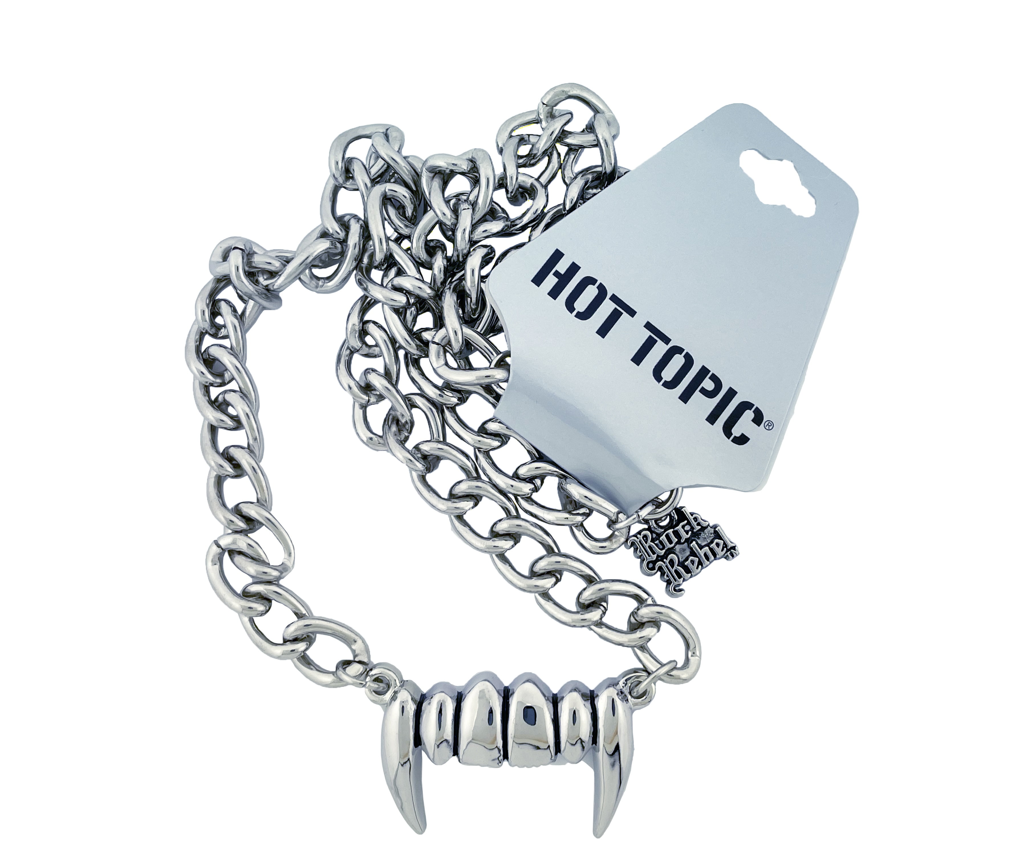 Fang Necklace Silver Chrome Dog Tag Cowgirl Pendant Rodeo Charm