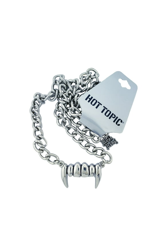 Fang Necklace Silver Chrome Dog Tag Cowgirl Pendant Rodeo Charm Halloween Party Costume Rock Rebel Styles