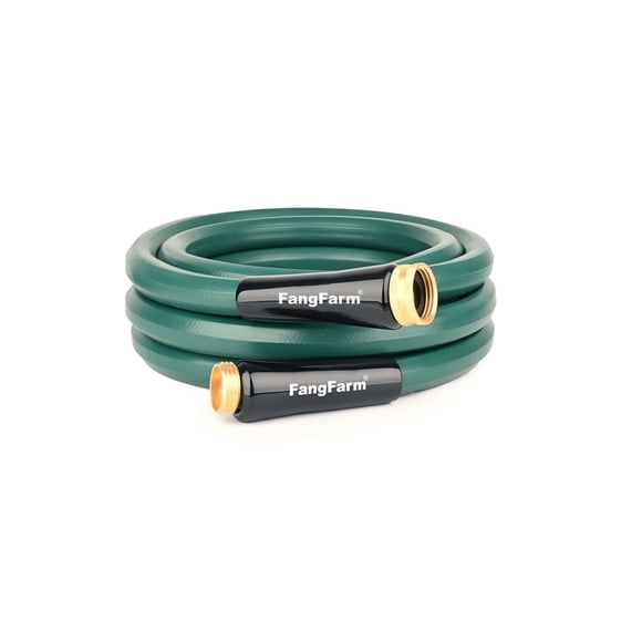 FangFarm 10 ft Rubber Garden Hose, 5/8 in ID Heavy Duty Hose with Brass GHT Fittings