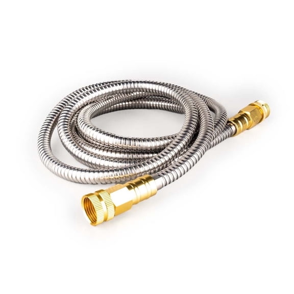 FangFarm 10 ft Stainless Steel Garden Hose, 1/2 " Flexible Short Hose with Leak-Resistant Connector for Outdoor Use