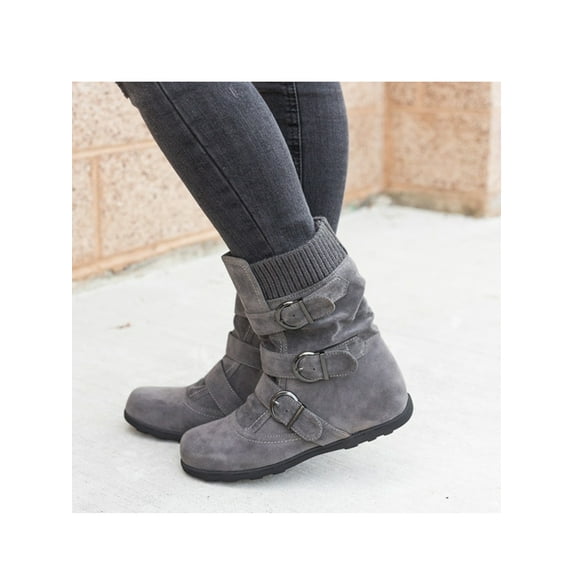 Fangasis Ankle Boots for Women Winter Warm Flat Shoes Fashion Casual Ankle Knit Booties