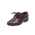 thumbnail image 1 of Fangasis Boys Flats Lightweight Oxfords Round Toe Dress Shoes School Non-Slip Leather Shoe Brown 6.5C, 1 of 6