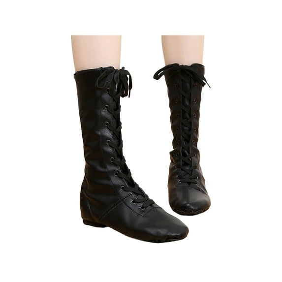 Fangasis Boys Jazz Boots Non Slip Dance Shoes Split Sole Modern Comfortable Black 5.5