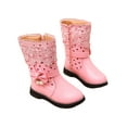 thumbnail image 1 of Fangasis Girl Winter Boots Comfort Mid Calf Boot Zipper Shoes Cold Weather Waterproof Cotton Pink 2Y, 1 of 3