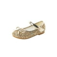 thumbnail image 1 of Fangasis Girl's Mary Jane Sparkling Flats Ankle Strap Dress Shoes Wedding Lightweight Princess Shoe Gold 1Y, 1 of 6