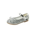 thumbnail image 1 of Fangasis Girl's Mary Jane Sparkling Flats Ankle Strap Dress Shoes Wedding Lightweight Princess Shoe Silver 9C, 1 of 6