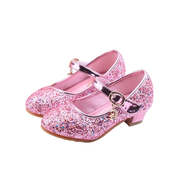 Fangasis Girls Cosplay Dress Wedding Party Shoes Glitter Sequins Low Heel Mary Jane Princess Shoes