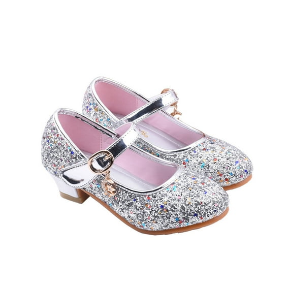 Fangasis Girls Dress shoes Mary Jane Wedding Flower Bridesmaids Heels Glitter Princess Shoes for Kids Toddler