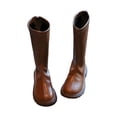 thumbnail image 1 of Fangasis Girls Knee High Boots Soft Booties Back Zip Riding Boot Party Breathable Bootie Brown 12.5little kids, 1 of 9