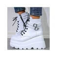 thumbnail image 1 of Fangasis Goth Punk Chunky Heel Boots Ladies Platform Heel Ankle Zipper Lace Up Shoes US, 1 of 3