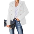 thumbnail image 1 of Fangasis Ladies Business Jackets Lapel Neck Cardigan Jacket Long Sleeve Blazers Women Fashion Outwear Elegant Work Coat White S, 1 of 2
