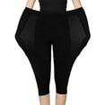 thumbnail image 1 of Fangasis Ladies Capri Leggings Oversized Cropped Pants Elastic Waist Sleepwear Women Breathable Pj Bottoms Comfy Gym Lounge Pant Black 6XL, 1 of 2