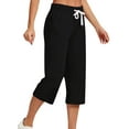 thumbnail image 1 of Fangasis Ladies Capris High Waist Trousers Straight Leg Capri Pants Women Lounge Bottoms Baggy Holiday Cropped Pant Black XL, 1 of 3