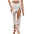 thumbnail image 1 of Fangasis Ladies Cover Up Skirts Hollow Out Sarong Swimwear Crochet Swimsuit Wrap Women Solid Color Bathing Suit Skirt Sexy Summer White L, 1 of 5