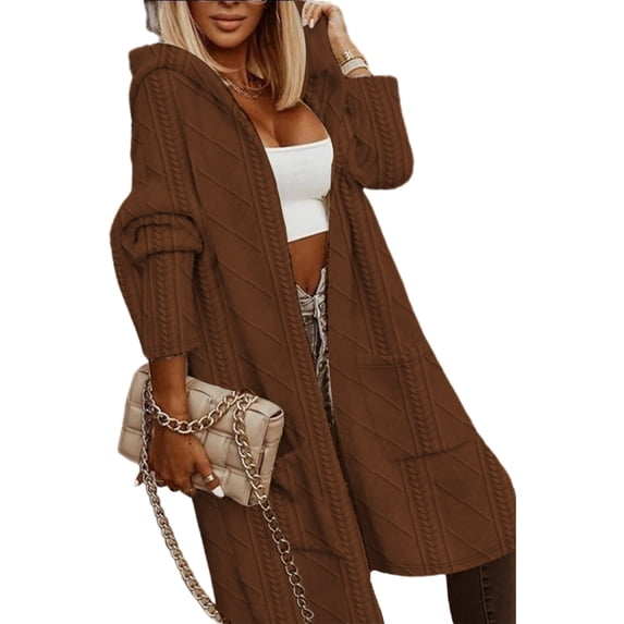 Fangasis Ladies Jacket Single-breasted Coat Long Sleeve Outwear Women Warm Overcoat Casual Winter Cardigan Coffee XL