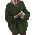 thumbnail image 1 of Fangasis Ladies Jumper Tops Long Sleeve Sweater Solid Color Knitted Sweaters Women Casual Pullover Cozy Chic Army Green XL, 1 of 2