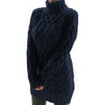 thumbnail image 1 of Fangasis Ladies Knitted Sweaters Turtleneck Sweater Long Sleeve Pullover Women Casual Jumper Tops Chunky Winter Navy Blue M, 1 of 2