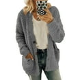 thumbnail image 1 of Fangasis Ladies Outwear Long Sleeve Jacket Cardigan Coat Women Loose Fluffy Party Dark Gray 3XL, 1 of 6