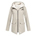 thumbnail image 1 of Fangasis Ladies Outwear Zip Up Hooded Coat Sherpa Lined Parka Jacket Women Windproof Trench Coats Casual Outdoor Windbreaker Apricot M, 1 of 3
