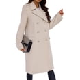 thumbnail image 1 of Fangasis Ladies Overcoats Long Sleeve Outwear Double Breasted Jacket Women Casual Pea Coats Mid Work Trench Coat Apricot L, 1 of 3
