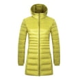thumbnail image 1 of Fangasis Ladies Puffer Jacket Zip Up Down Jackets Mid Length Hooded Coat Women Casual Outwear Lightweight Outdoor Green XL, 1 of 2