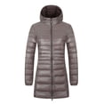 thumbnail image 1 of Fangasis Ladies Puffer Jacket Zip Up Down Jackets Mid Length Hooded Coat Women Casual Outwear Lightweight Outdoor Grey A 4XL, 1 of 3