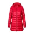 thumbnail image 1 of Fangasis Ladies Puffer Jacket Zip Up Down Jackets Mid Length Hooded Coat Women Casual Outwear Lightweight Outdoor Red B 5XL, 1 of 2