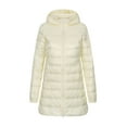 thumbnail image 1 of Fangasis Ladies Puffer Jacket Zip Up Down Jackets Mid Length Hooded Coat Women Casual Outwear Lightweight Outdoor White L, 1 of 2