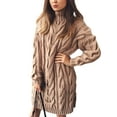 thumbnail image 1 of Fangasis Ladies Pullover Turtleneck Knitted Sweaters Winter Warm Jumper Tops Women Knitwear Knit Sweater Loose Chic Khaki 5XL, 1 of 2