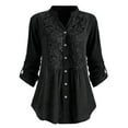 thumbnail image 1 of Fangasis Ladies Shirts Long Sleeve Blouse Button Up Tops Women Loose Tunic Shirt Elegant Office Black S, 1 of 3