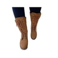 thumbnail image 1 of Fangasis Ladies Shoes Fashion Winter Boot Side Zipper Mid-Calf Boots Walking Non-slip Brown 6, 1 of 5