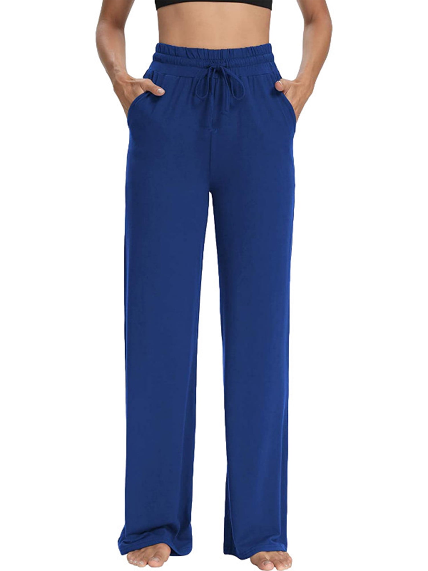 Fangasis Ladies Sports Trousers High Waist Workout Pants Solid Color