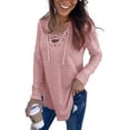 thumbnail image 1 of Fangasis Ladies T-shirt Solid Color T Shirt V Neck Tee Women Comfy Pullover Soft Work Tunic Blouse Pink L, 1 of 4