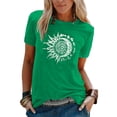 thumbnail image 1 of Fangasis Ladies Tops Sun Moon Printed Tee Crew Neck T Shirt Women Boho T-shirt Casual Summer Tunic Blouse Green XL, 1 of 2