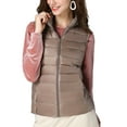 thumbnail image 1 of Fangasis Ladies Waistcoat Stand Collar Puffer Vest Zip Up Down Vests Women Lightweight Jacket Slim Fit Work Outwear Khaki XL, 1 of 2