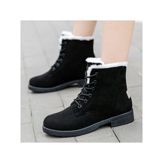 Fangasis Ladies Warm Booties Lightweight Winter Boot Mid Calf Snow Boots Cold Weather Slip Resistant Hiking Bootie Black 9