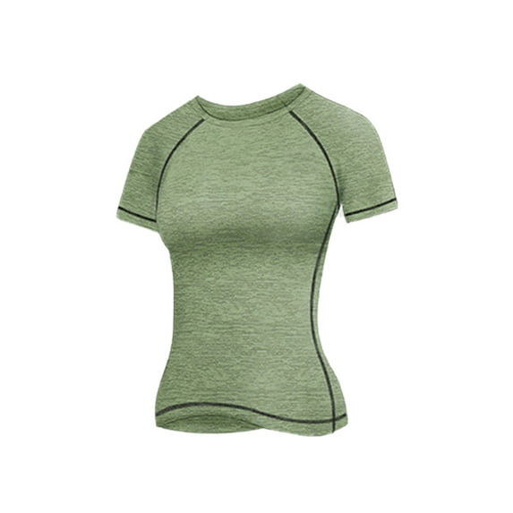 Fangasis Ladies Workout Top Solid Color Summer Tops Sleeveless Yoga T-shirt Women Fitted Tee Athletic Running T Shirt Avocado Green S