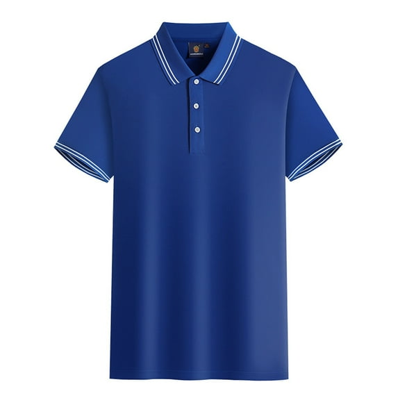 Fangasis Male Polo Tops Men Short Sleeve T Shirt Slim Fit Mans Soft Tees Casual Work Top Colorful blue M