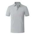thumbnail image 1 of Fangasis Males Shirt Lapel Collared Polo Top Solid Color V Neck Men Beathable Blouse Loose Fit Summer Sichuan Shirt Black Label-gray Gray 4XL, 1 of 2
